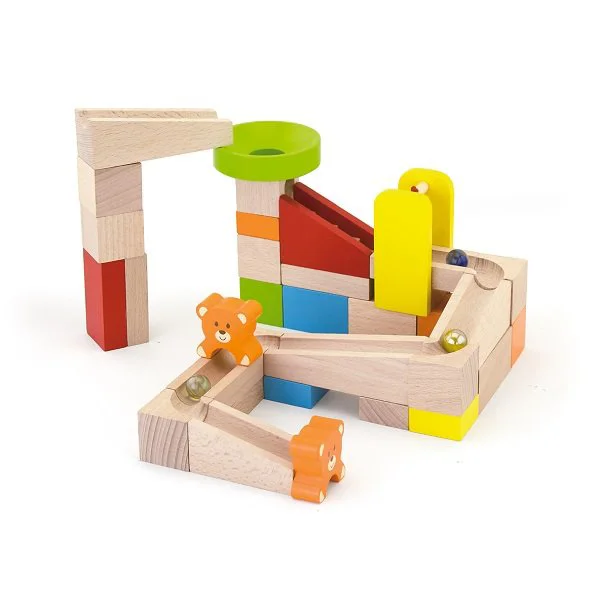 Labirint din blocuri de lemn Viga Toys cu bila de rostogolire