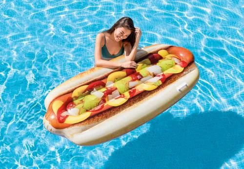 Pluta gonflabila Intex Hot Dog cu manere, 173x76x20 cm