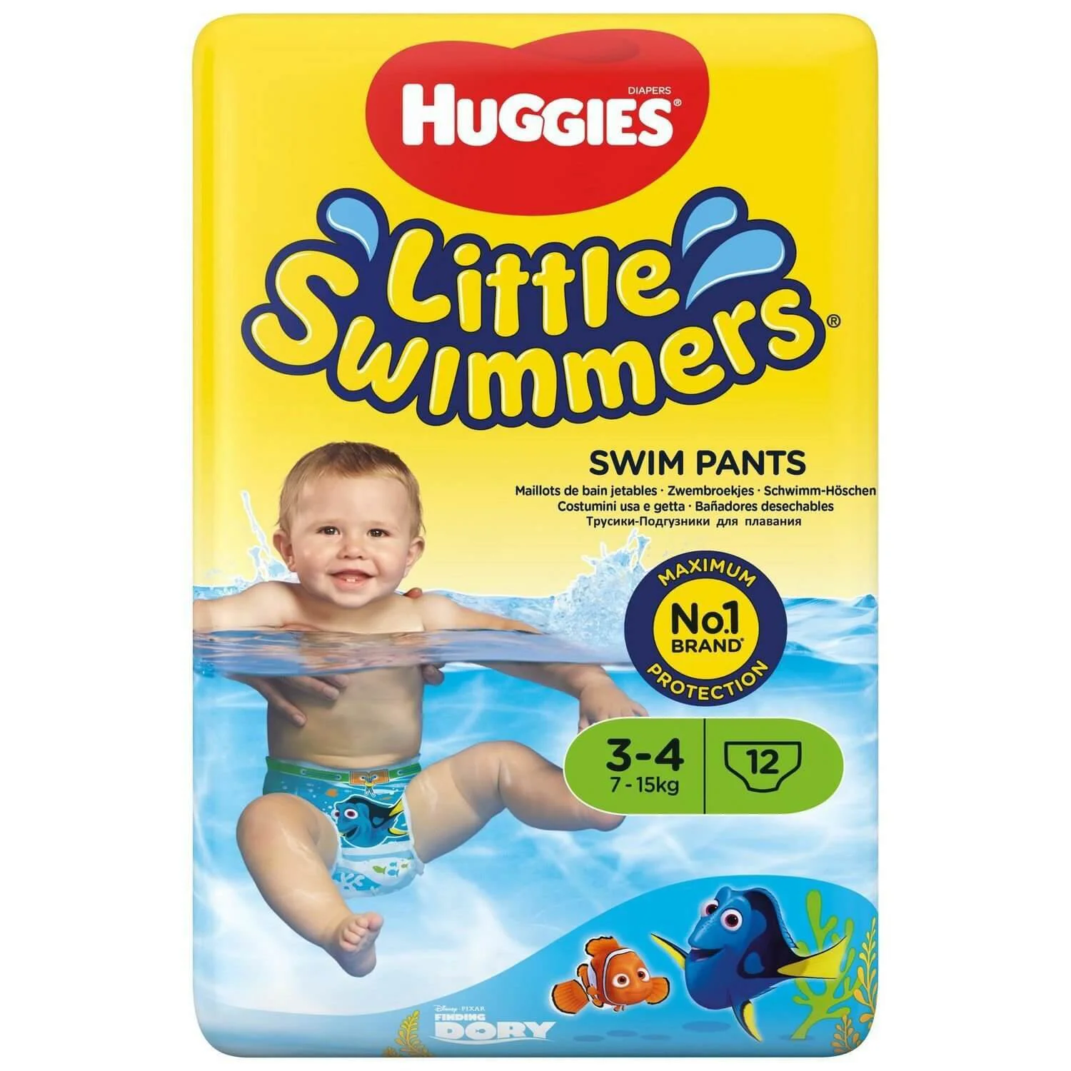 Chilotei pentru apa Huggies Little Swimmers 3-4 (7-15 kg), 12 buc.