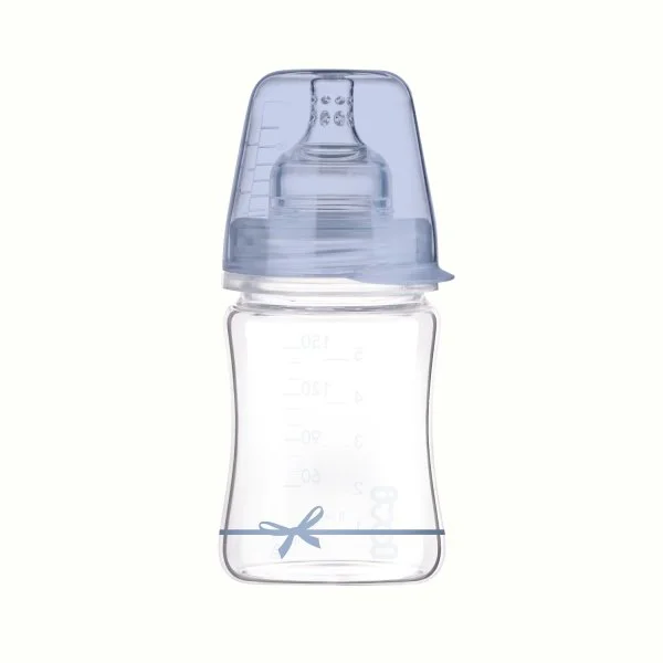Biberon din sticla Lovi Baby Shower Boy (0+ luni), 150 ml