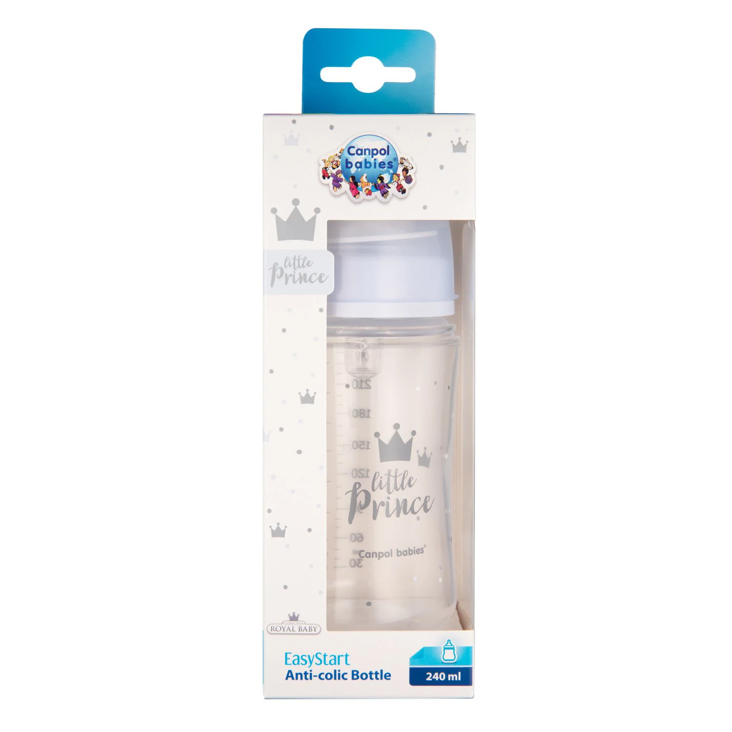 Biberon anticolic din plastic Canpol EasyStart Royal Baby (3+ luni), 240 ml