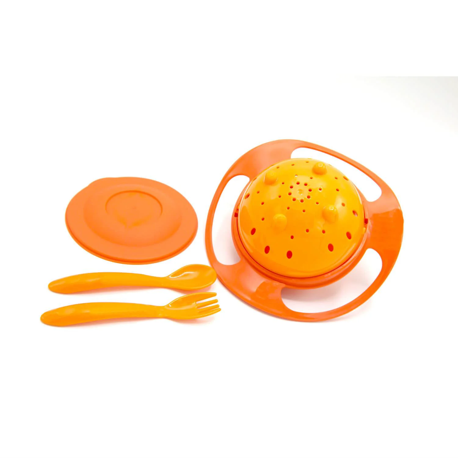 Bol multifunctional cu capac si rotire 360 grade BabyJem Amazing Bowl Oranj